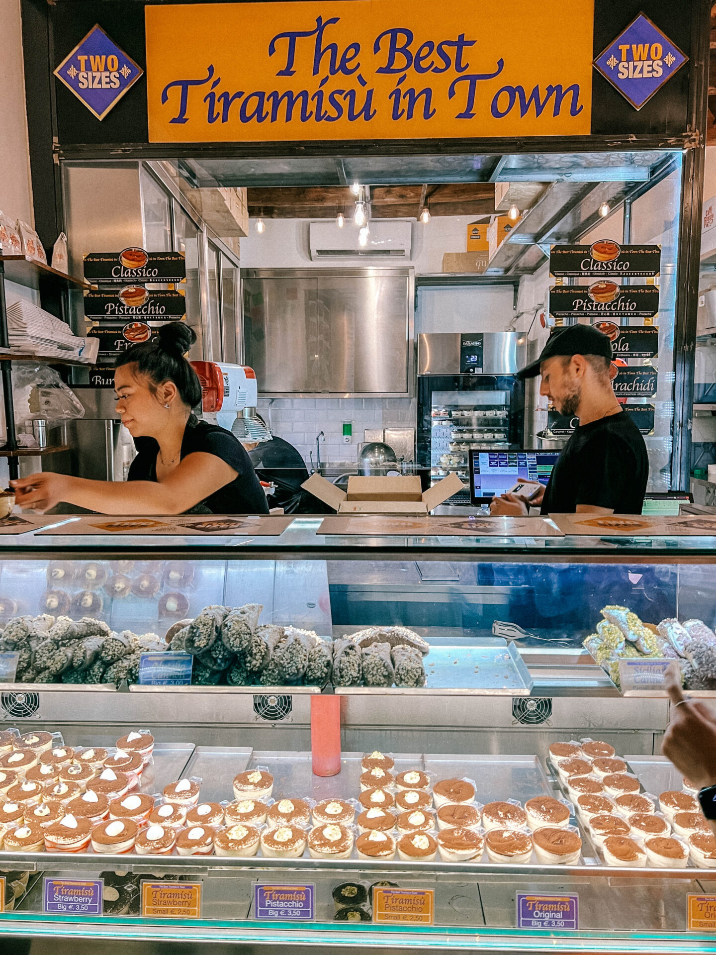 The Best Tiramisu in Town storefront and serving counter in Rome