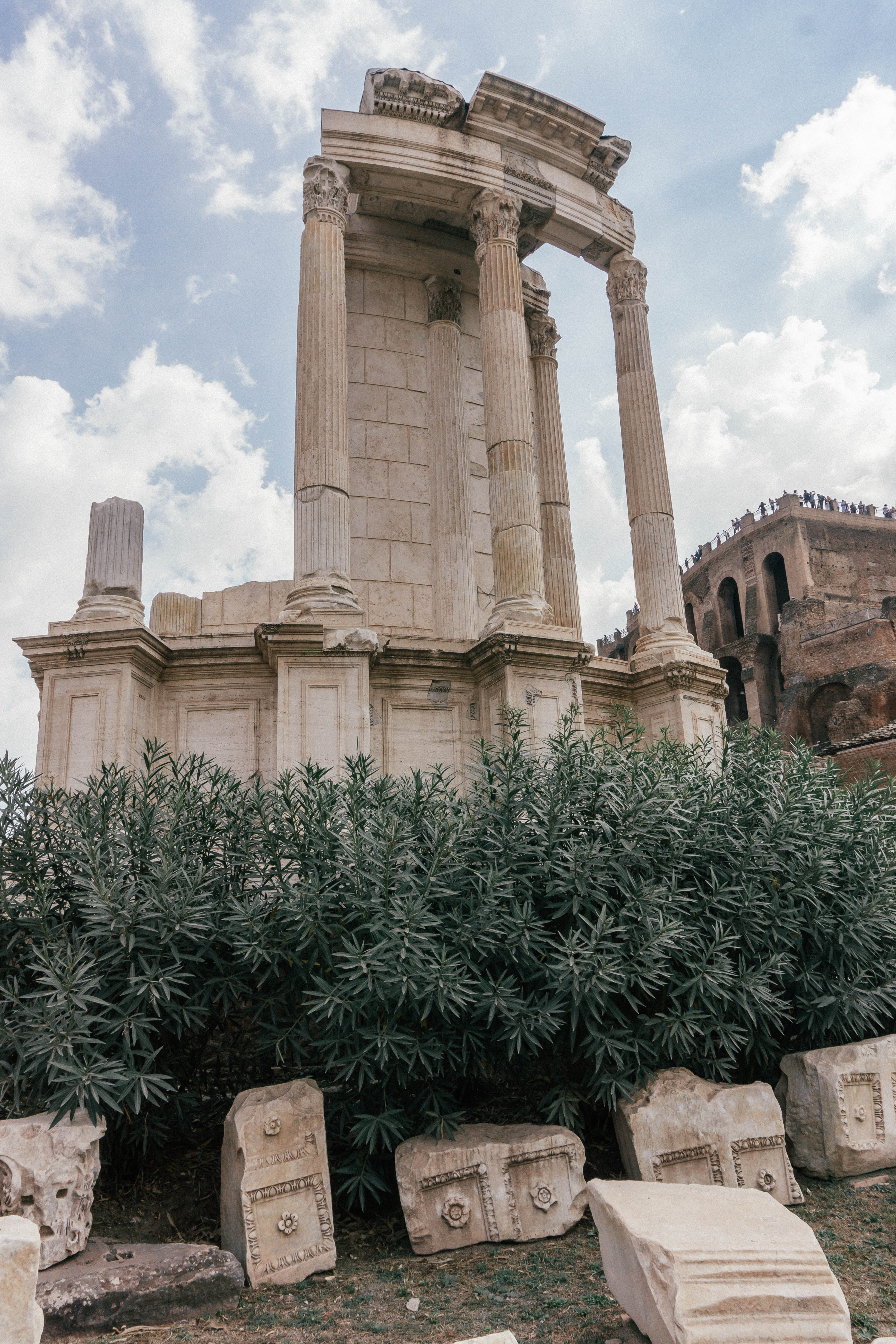 An ancient building fallen to ruins at the Roman Forum in Italy