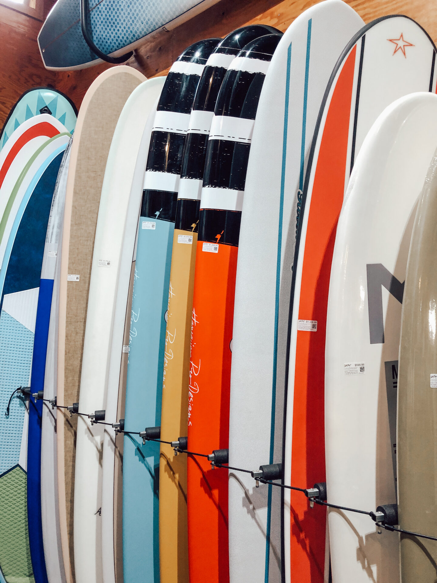 Surfboards at a shop at a surf shop in Tofino BC