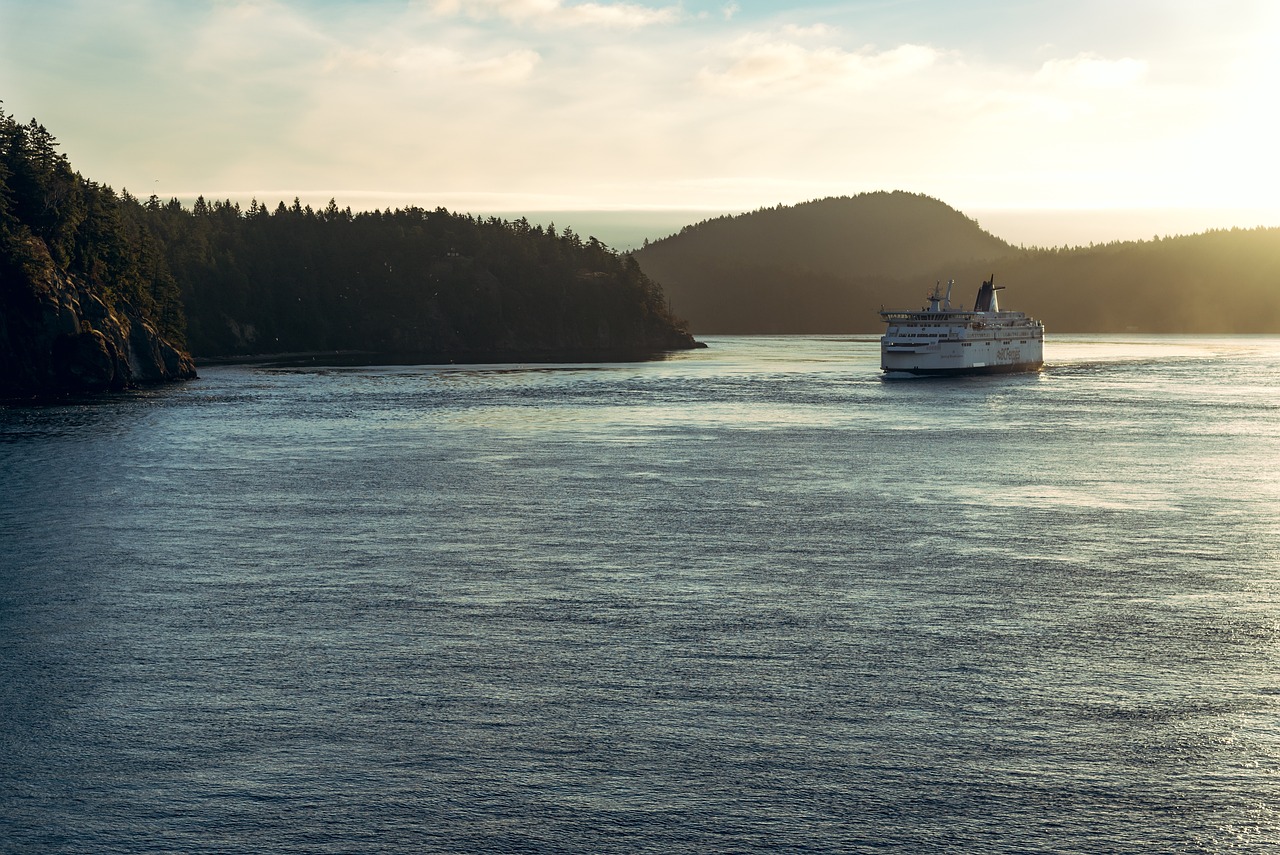 A BC ferry travelling from mainland BC to Vancouver Island. This is one of the main ways to get to Tofino. 