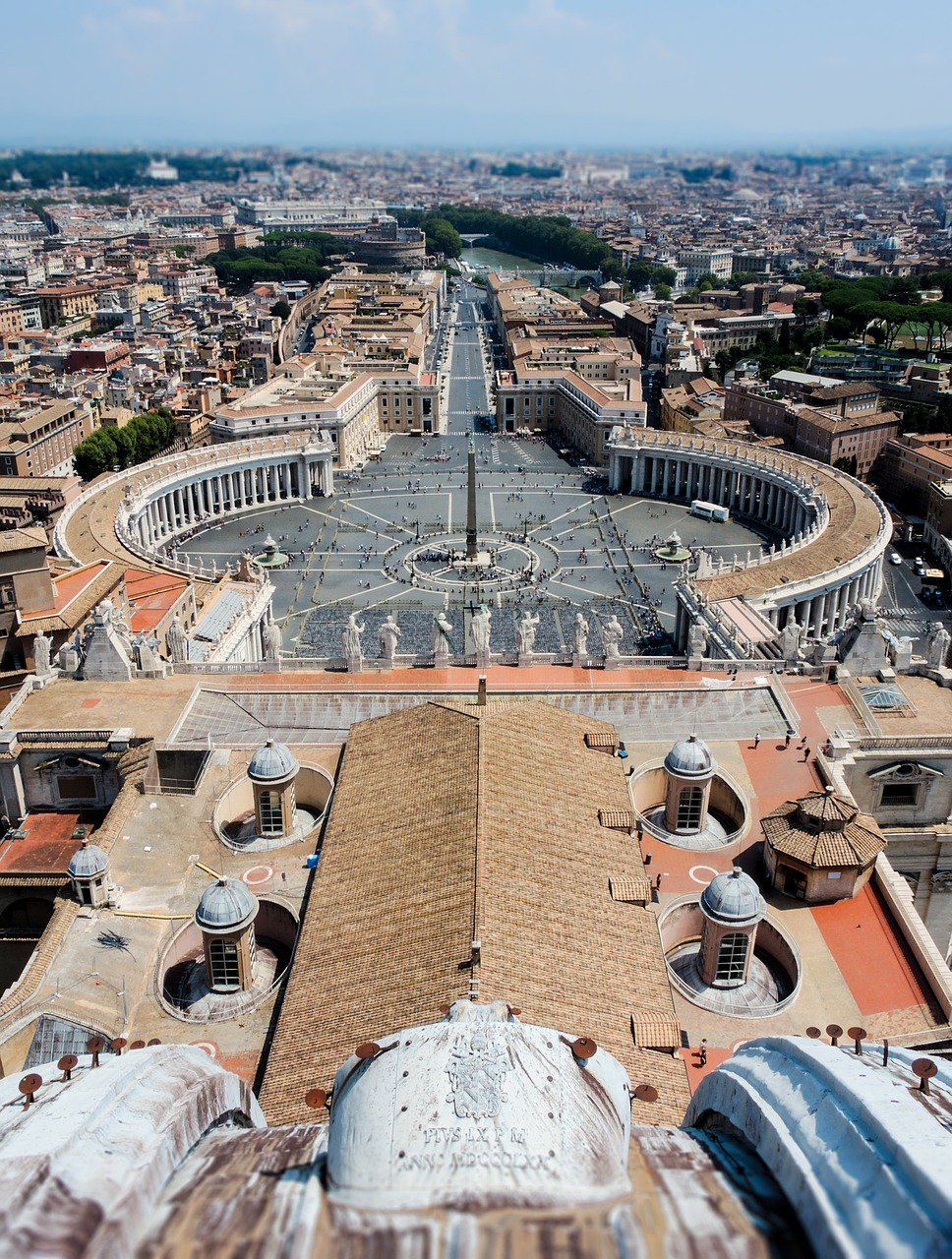 An arial view of Saint Peter's Square in Rome, Italy